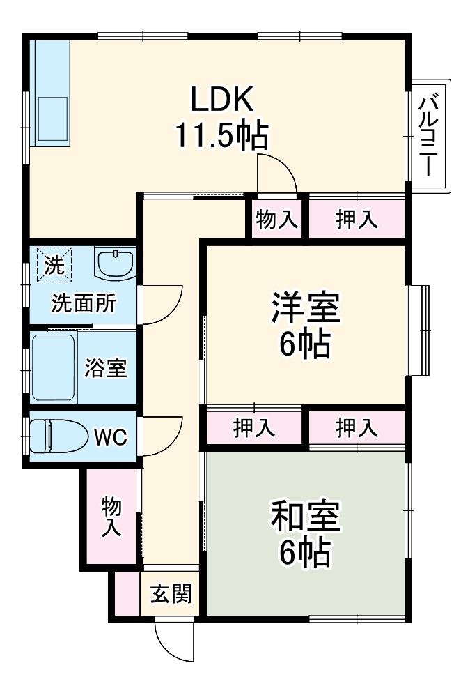 コーポたかはし(2LDK/2階)の間取り写真