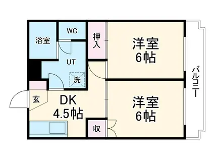 アニバーサリー(2DK/4階)の間取り写真