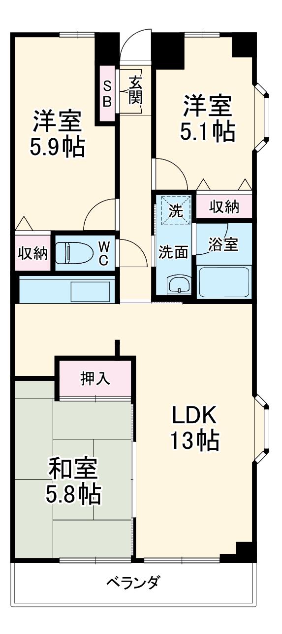 パストラル渋沢(3LDK/2階)の間取り写真