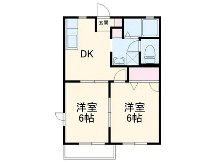 レジデンスみなみF(2DK/2階)の間取り写真