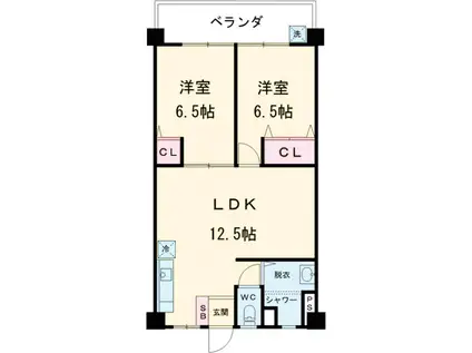 タカダ末吉共同(2LDK/7階)の間取り写真