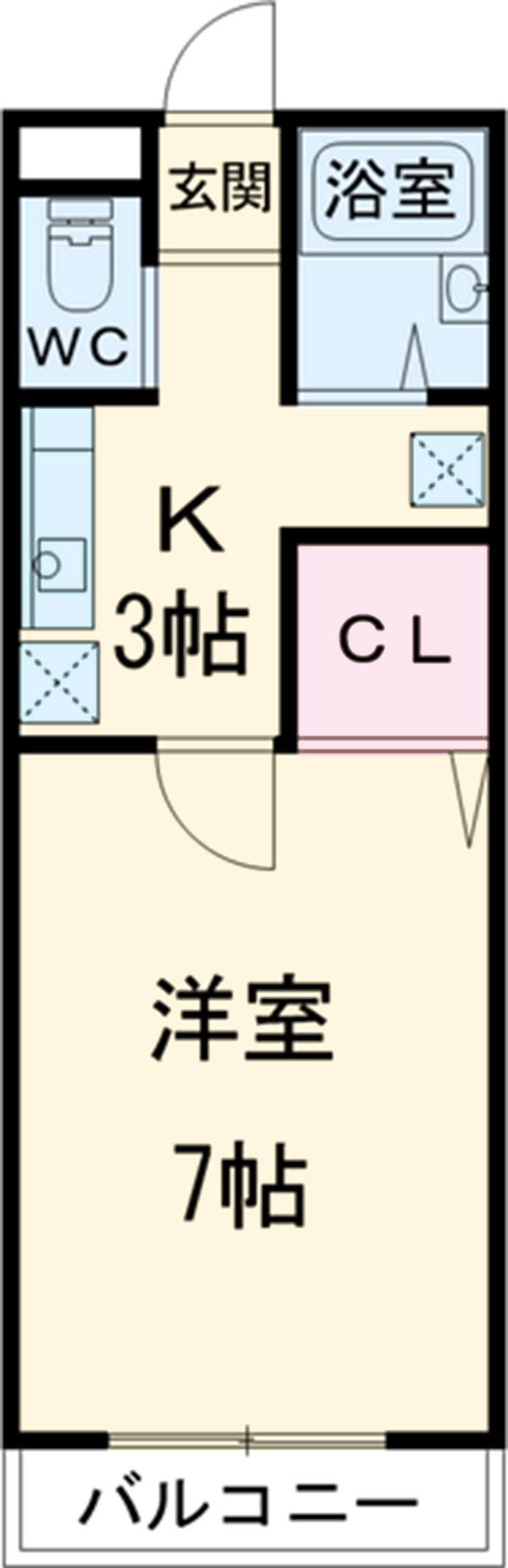 フィールドK(1K/2階)の間取り写真
