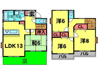 常磐線 柏駅 バス乗車時間：14分 大木戸団地バス停で下車 徒歩3分 2階建 築20年(4LDK)の間取り写真