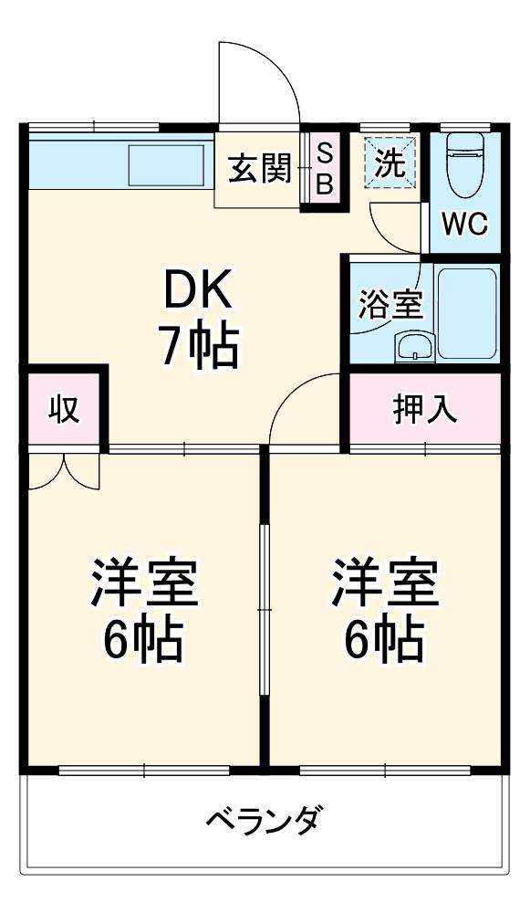 フジハイム(2DK/2階)の間取り写真