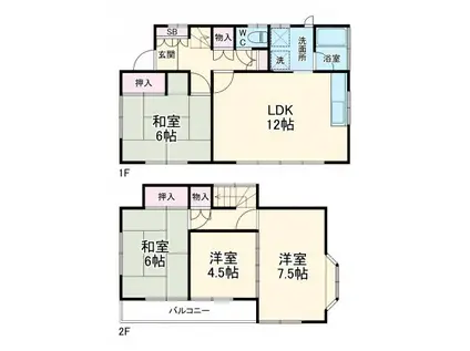 東武伊勢崎・大師線 加須駅 徒歩30分 2階建 築36年(4LDK)の間取り写真