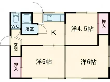 ひたちなか海浜鉄道 金上駅 徒歩12分 1階建 築52年(3DK)の間取り写真