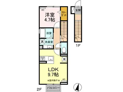 メゾン・マリオット(1LDK/2階)の間取り写真
