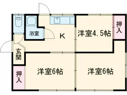 ひたちなか海浜鉄道 金上駅 徒歩12分 1階建 築52年(3DK)の間取り写真