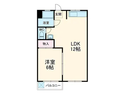 山弘ビル(1LDK/4階)の間取り写真