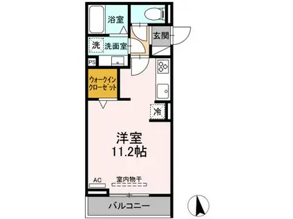 コンフォートプレイスⅡ(ワンルーム/2階)の間取り写真