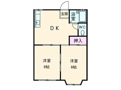 小嶋アパート(2DK/2階)の間取り写真