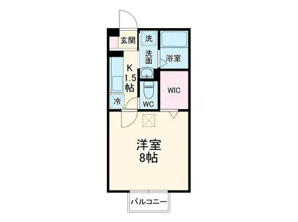 ウィルモアK・2(1K/1階)の間取り写真