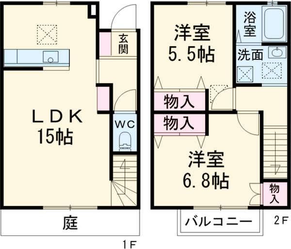 アヴニールテラスＡ(2LDK)の間取り写真