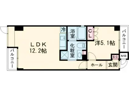 POMONA(1LDK/7階)の間取り写真