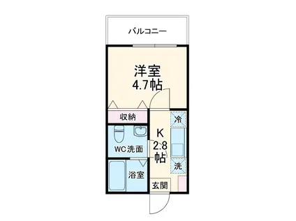 α PARKS イースト(1K/1階)の間取り写真