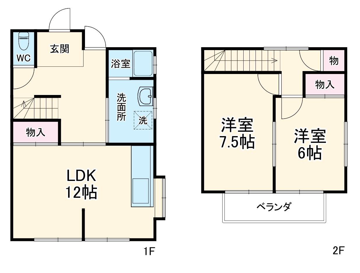 名古屋市鶴舞線 塩釜口駅 徒歩8分 2階建 築22年(2LDK)の間取り写真