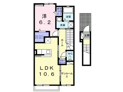 カルミア(1LDK/2階)の間取り写真