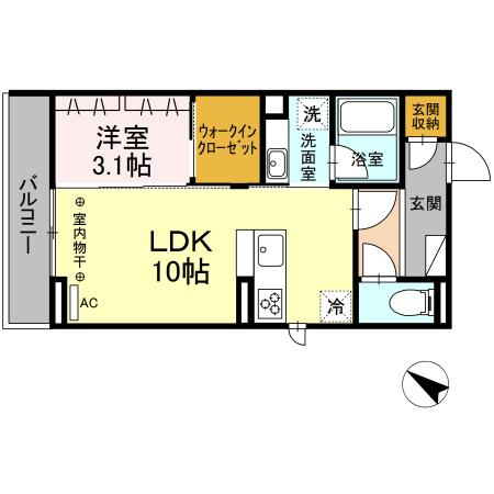 イルヴィラージュ2(1LDK/2階)の間取り写真