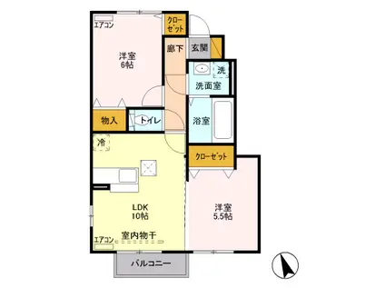 コンフォートA(2LDK/1階)の間取り写真