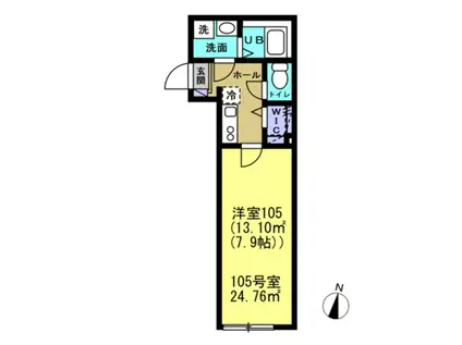 BESTSTAGE新狭山Ⅱ(1K/1階)の間取り写真