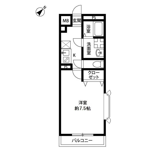 アンプルールフェール東浅川(1K/1階)の間取り写真