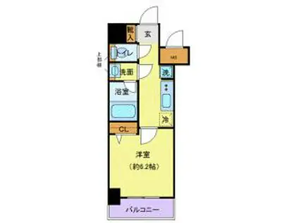 リーフコンフォート本厚木(1K/13階)の間取り写真