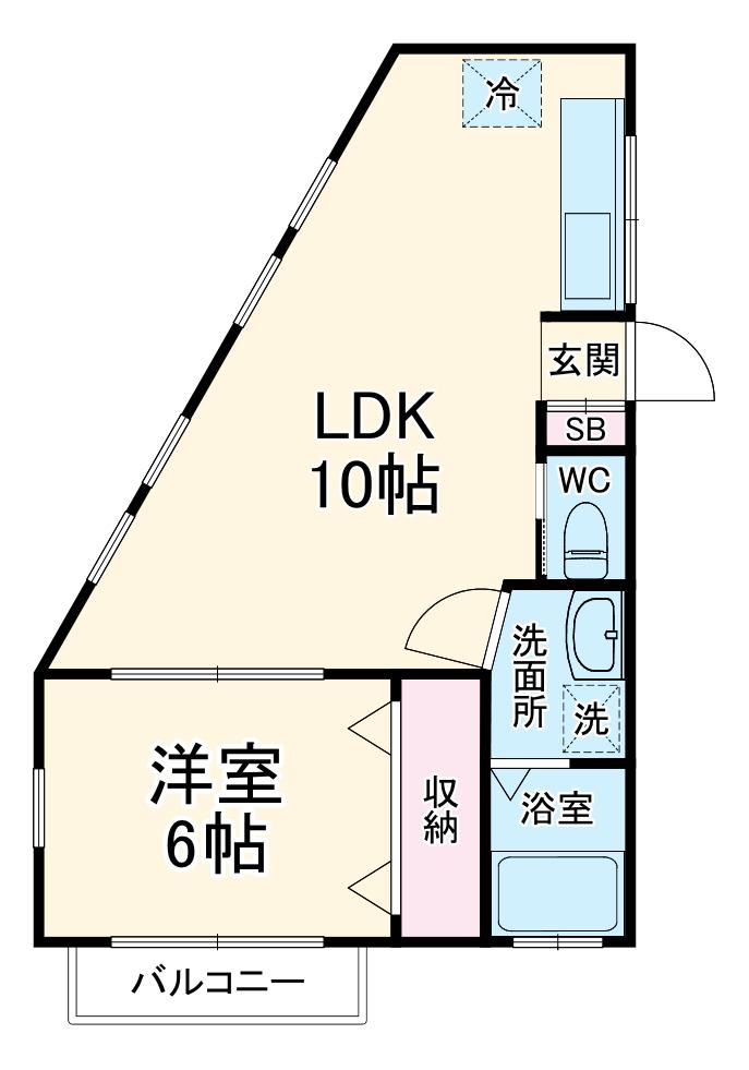 YAビル(1LDK/2階)の間取り写真