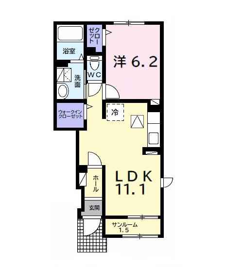 キャンディハウスⅡ(1LDK/1階)の間取り写真