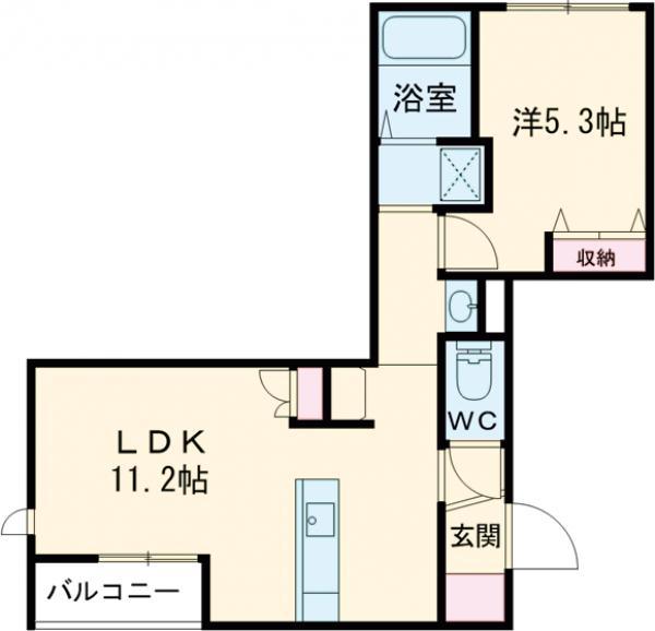 エール篠崎(1LDK/1階)の間取り写真