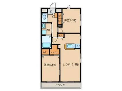 LA LUNA(2LDK/3階)の間取り写真