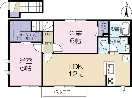 ドエルファーストⅡ(2LDK/2階)の間取り写真