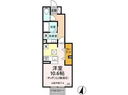 メゾン・マリオット(ワンルーム/1階)の間取り写真