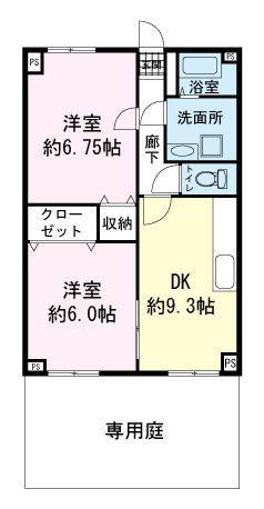 ファミールM(2DK/1階)の間取り写真
