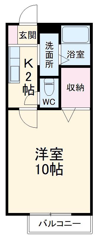 コーポFK A棟(1K/2階)の間取り写真