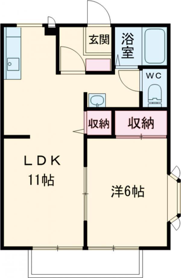 プルミエール今泉 Ⅱ(1LDK/1階)の間取り写真