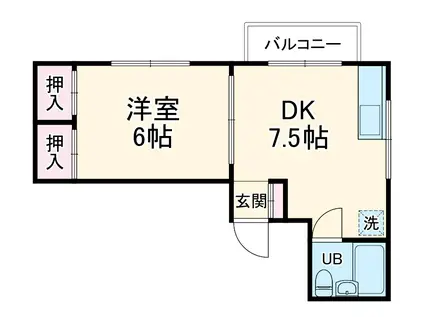 第2メゾン城山(1DK/1階)の間取り写真