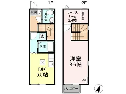 リビオンＨ＆Ｍ(1DK)の間取り写真