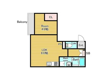 ジーメゾン守口藤田(1LDK/1階)の間取り写真
