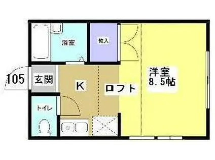 パレス東名Ⅲ(ワンルーム/1階)の間取り写真