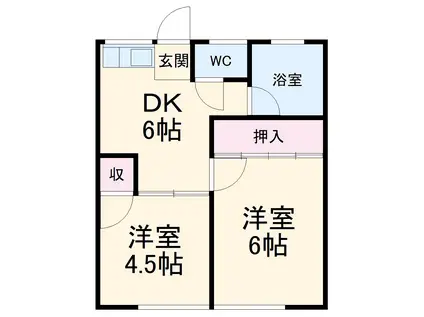 オークラパークマンション(2DK/3階)の間取り写真