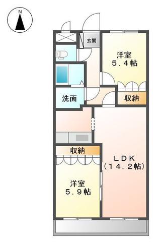グランドシャリオ(2LDK/2階)の間取り写真