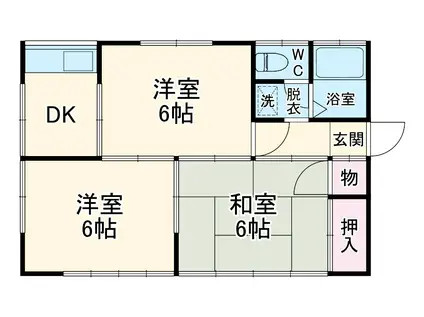 高崎線 深谷駅 徒歩35分 1階建 築41年(3DK)の間取り写真