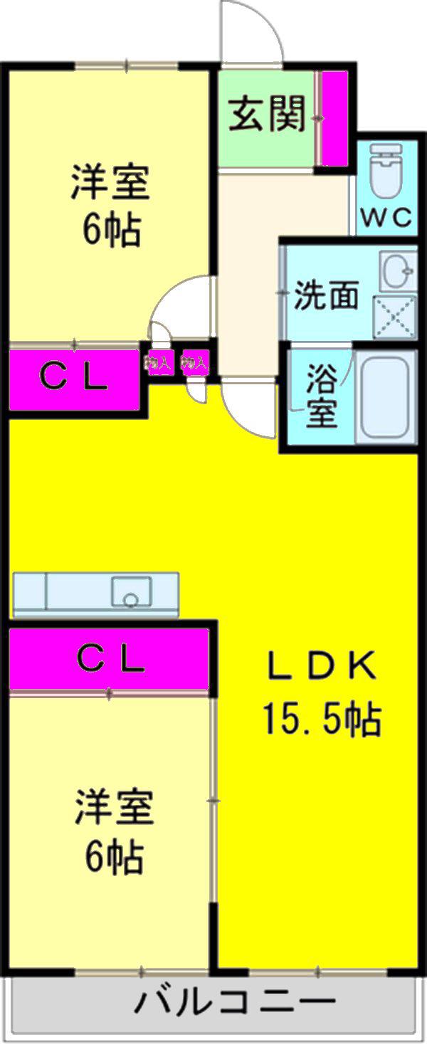 セントレジス・グラン(2LDK/2階)の間取り写真