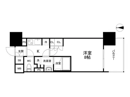 アーバンドルフ天満(1K/2階)の間取り写真