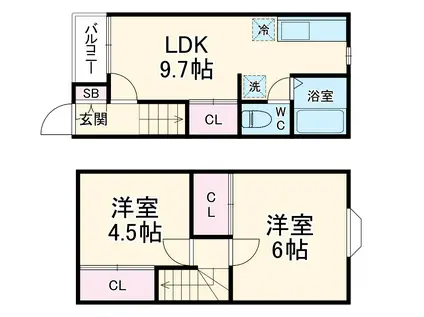 テラスラフォーレＷ−１(2LDK)の間取り写真