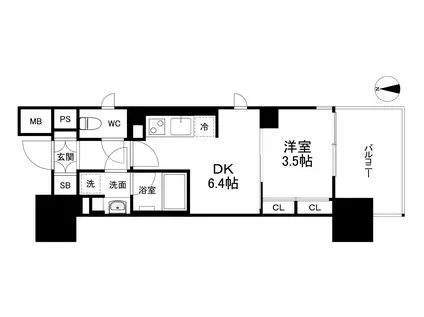 アーバンドルフ天満(1DK/9階)の間取り写真
