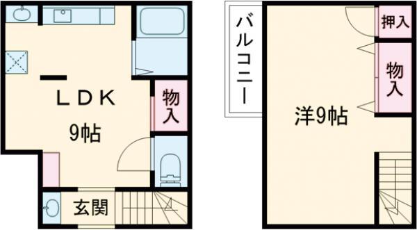 京成電鉄押上線 四ツ木駅 徒歩20分 2階建 築44年(1LDK)の間取り写真
