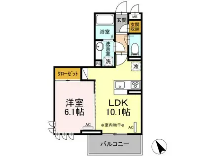GRAND STATION 宮上Ⅰ(1LDK/1階)の間取り写真