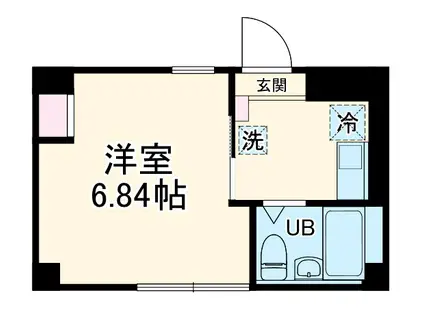 福栄ビル(1K/2階)の間取り写真