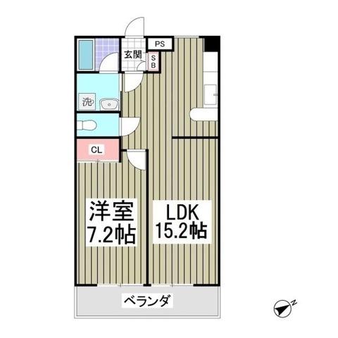 ファーストヒルズⅠ(1LDK/2階)の間取り写真